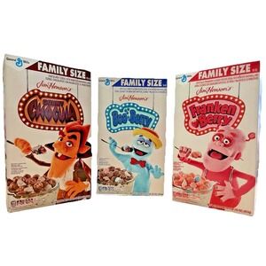 Jim Henson Monster Cereals-Franken Berry, Boo-Berry, Count Chocula-3 Box Set NEW